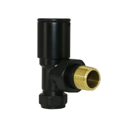 NRG Radiator Valve 15mm Manual Angled Valves One Pair Black