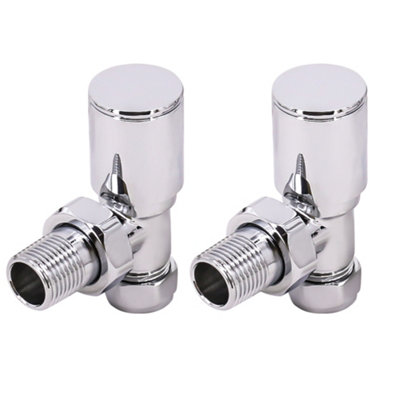 NRG Radiator Valve 15mm Manual Angled Valves One Pair Chrome