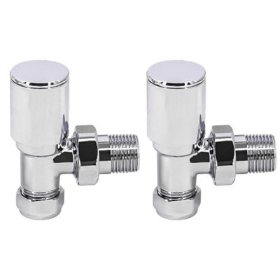 NRG Radiator Valve 15mm Manual Angled Valves One Pair Chrome