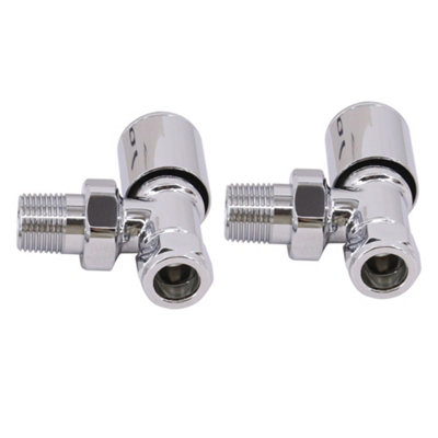 NRG Radiator Valve 15mm Manual Angled Valves One Pair Chrome - 3