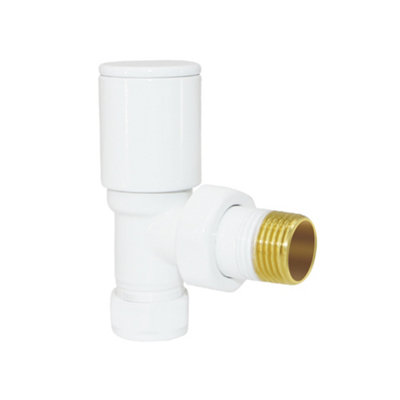 NRG Radiator Valve 15mm Manual Angled Valves One Pair White