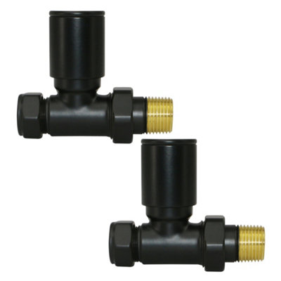 Nrg Radiator Valve 15mm Manual Straight Valves One Pair Black Diy At Bandq