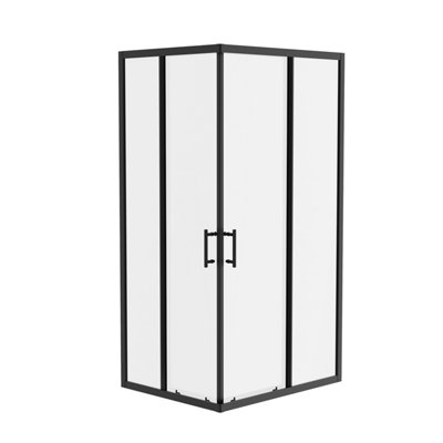 NRG Rectangular Shower Enclosure Corner Entry Sliding Door Easy Clean Glass - 1000mmx800mm Matte Black