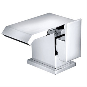 NRG Square Basin Mixer Taps Bathroom Chrome Brass Single Sink Side Lever Faucet