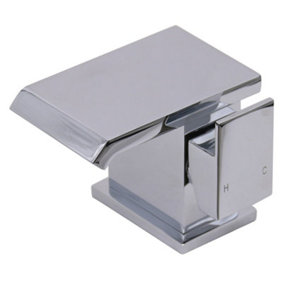 NRG Square Basin Mixer Taps Bathroom Chrome Brass Single Sink Side Lever Faucet - 3