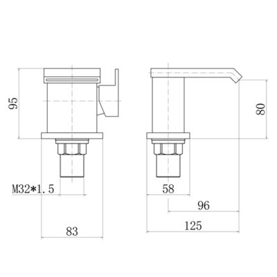 NRG Square Basin Mixer Taps Bathroom Chrome Brass Single Sink Side Lever Faucet - 6