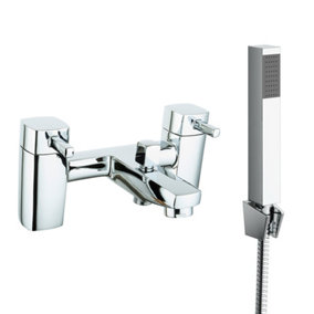 NRG Square Bath Shower Mixer Tap with Modern Bathroom Shower Head
