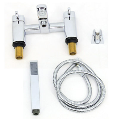 NRG Square Bath Shower Mixer Tap with Modern Bathroom Shower Head