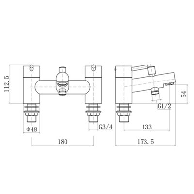 NRG Square Bath Shower Mixer Tap with Modern Bathroom Shower Head - 3