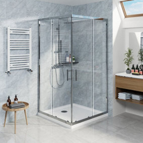 NRG Square Shower Enclosure Corner Entry Sliding Door Easy Clean Glass - 1000mmx1000mm Chrome