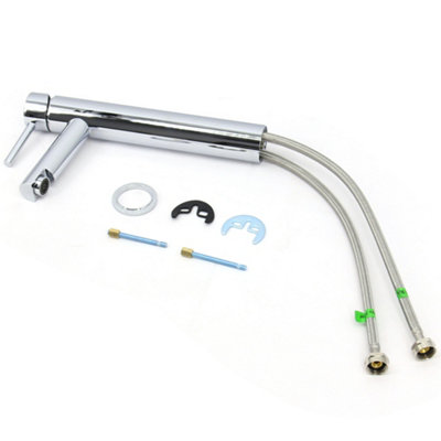 NRG Tall Counter Top Basin Mixer Tap Modern Chrome Bathroom Sink Lever Faucet