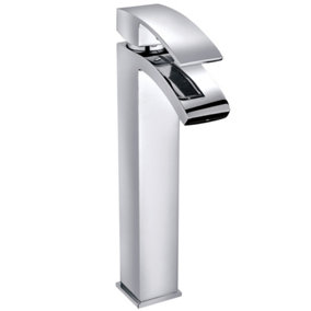 NRG Tall Modern Counter Top Basin Mixer Tap Bathroom Sink Faucet Chrome