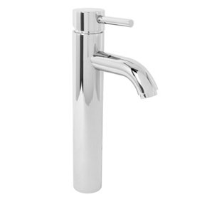 NRG Tall Mono Countertop Basin Mixer Tap Modern Chrome Bathroom Sink Lever Faucet