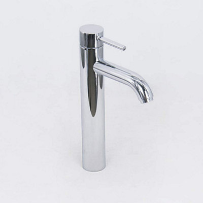 NRG Tall Mono Countertop Basin Mixer Tap Modern Chrome Bathroom Sink Lever Faucet