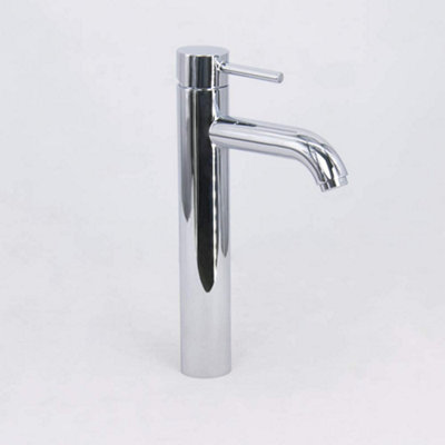 NRG Tall Mono Countertop Basin Mixer Tap Modern Chrome Bathroom Sink Lever Faucet - 3
