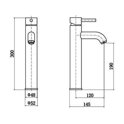 NRG Tall Mono Countertop Basin Mixer Tap Modern Chrome Bathroom Sink Lever Faucet - 6
