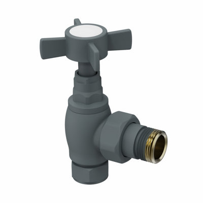 NRG Towel Radiator Rail Valves Anthracite Angled Central Heating Taps 15mm (Pair) - 3