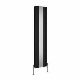 NRG Vertical Radiator Double Flat Panel Central Heating Radiator with Mirror Black 1800 x 417mm