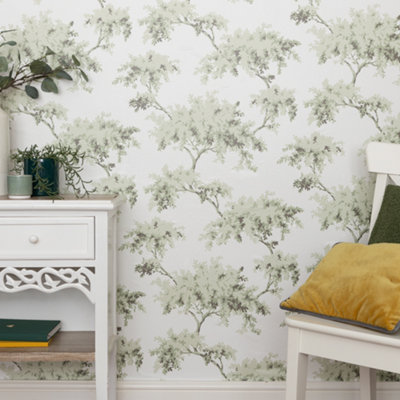 Nu Wallpaper Alder Sage Self Adhesive Wallpaper 5.49m(L) 52.07cm(W)