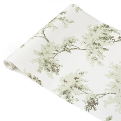Nu Wallpaper Alder Sage Self Adhesive Wallpaper 5.49m(L) 52.07cm(W)