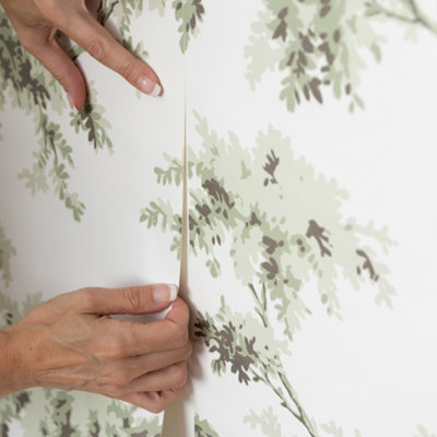Nu Wallpaper Alder Sage Self Adhesive Wallpaper 5.49m(L) 52.07cm(W)