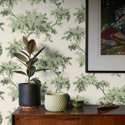 Nu Wallpaper Alder Sage Self Adhesive Wallpaper 5.49m(L) 52.07cm(W)