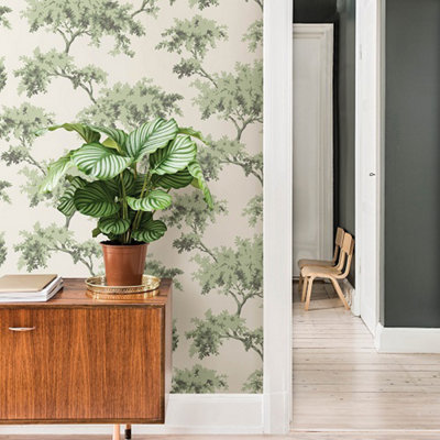 Nu Wallpaper Alder Sage Self Adhesive Wallpaper 5.49m(L) 52.07cm(W)