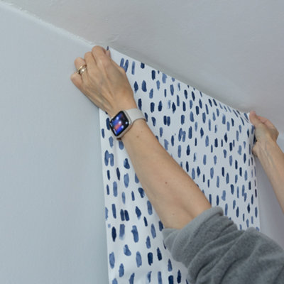 Nu Wallpaper Bindu Blue Self Adhesive Wallpaper 5.49m(L) 52.07cm(W)