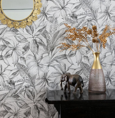 Nu Wallpaper Canopy Black Self Adhesive Wallpaper 5.49m(L) 52.07cm(W)