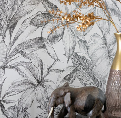 Nu Wallpaper Canopy Black Self Adhesive Wallpaper 5.49m(L) 52.07cm(W)