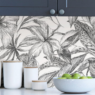 Nu Wallpaper Canopy Black Self Adhesive Wallpaper 5.49m(L) 52.07cm(W)