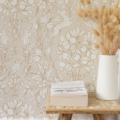 Nu Wallpaper Enchanted Taupe Self Adhesive Wallpaper 5.49m(L) 52.07cm(W)