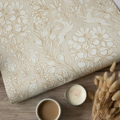 Nu Wallpaper Enchanted Taupe Self Adhesive Wallpaper 5.49m(L) 52.07cm(W)