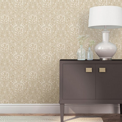 Nu Wallpaper Enchanted Taupe Self Adhesive Wallpaper 5.49m(L) 52.07cm(W)