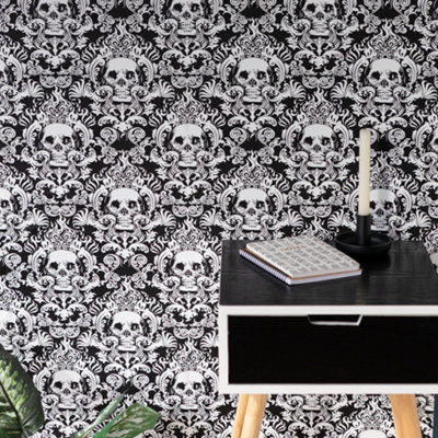 Nu Wallpaper Fieri Black Self Adhesive Wallpaper 5.49m(L) 52.07cm(W)