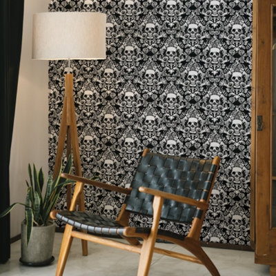 Nu Wallpaper Fieri Black Self Adhesive Wallpaper 5.49m(L) 52.07cm(W)