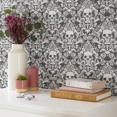 Nu Wallpaper Fieri Grey Self Adhesive Wallpaper 5.49m(L) 52.07cm(W)