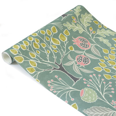Nu Wallpaper Groovy Garden Green Self Adhesive Wallpaper 5.49m(L) 52.07cm(W)