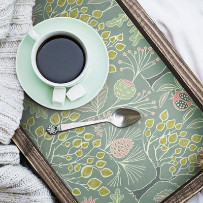 Nu Wallpaper Groovy Garden Green Self Adhesive Wallpaper 5.49m(L) 52.07cm(W)