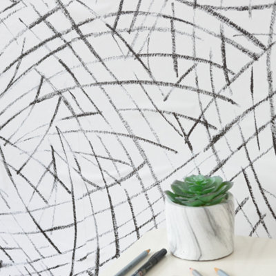 Nu Wallpaper Imprint Black Self Adhesive Wallpaper 5.49m(L) 52.07cm(W)