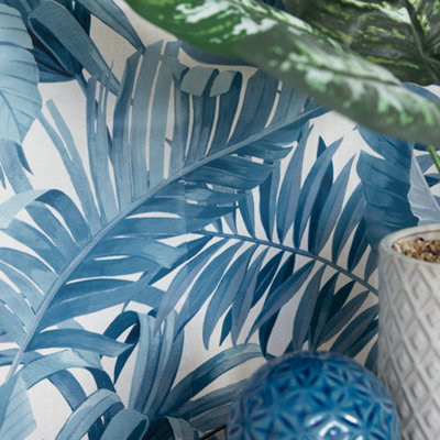 Nu Wallpaper Maui Blue Self Adhesive Wallpaper 5.49m(L) 52.07cm(W)