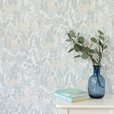 Nu Wallpaper Maynard Blue Self Adhesive Wallpaper 5.49m(L) 52.07cm(W)