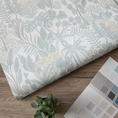 Nu Wallpaper Maynard Blue Self Adhesive Wallpaper 5.49m(L) 52.07cm(W)