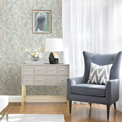 Nu Wallpaper Maynard Blue Self Adhesive Wallpaper 5.49m(L) 52.07cm(W)