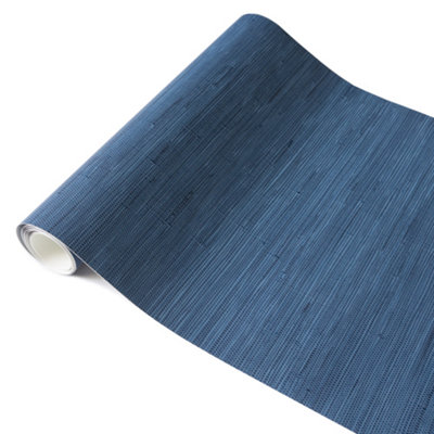 Nu Wallpaper Seagrass Indigo Self Adhesive Wallpaper 5.49m(L) 52.07cm(W)