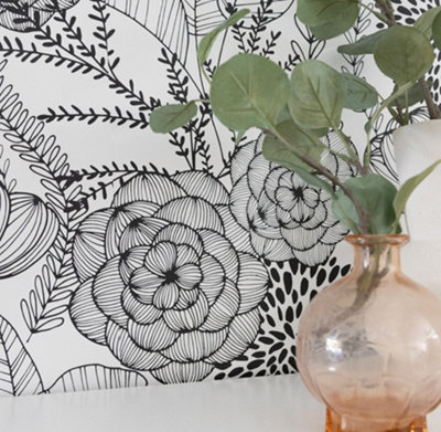 Nu Wallpaper Secret Black Self Adhesive Wallpaper 5.49m(L) 52.07cm(W)
