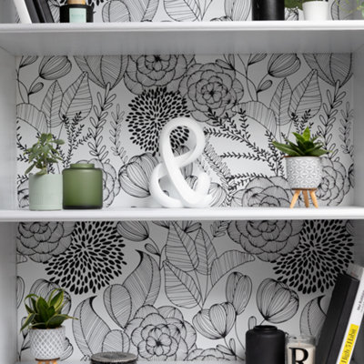 Nu Wallpaper Secret Black Self Adhesive Wallpaper 5.49m(L) 52.07cm(W)
