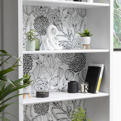 Nu Wallpaper Secret Black Self Adhesive Wallpaper 5.49m(L) 52.07cm(W)