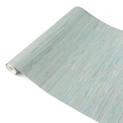 Nu Wallpaper Tibetan Grasscloth Teal Self Adhesive Wallpaper 5.49m(L) 52.07cm(W)