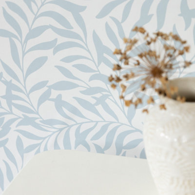 Nu Wallpaper Wisley Blue Self Adhesive Wallpaper 5.49m(L) 52.07cm(W)